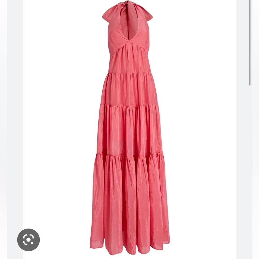 BIRD & KNOLL DILLON COTTON SILK MAXI HALTER DRESS large